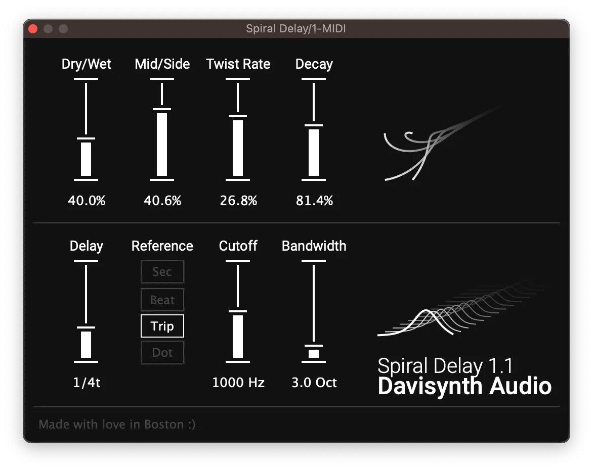 Spiral Delay plugin interface