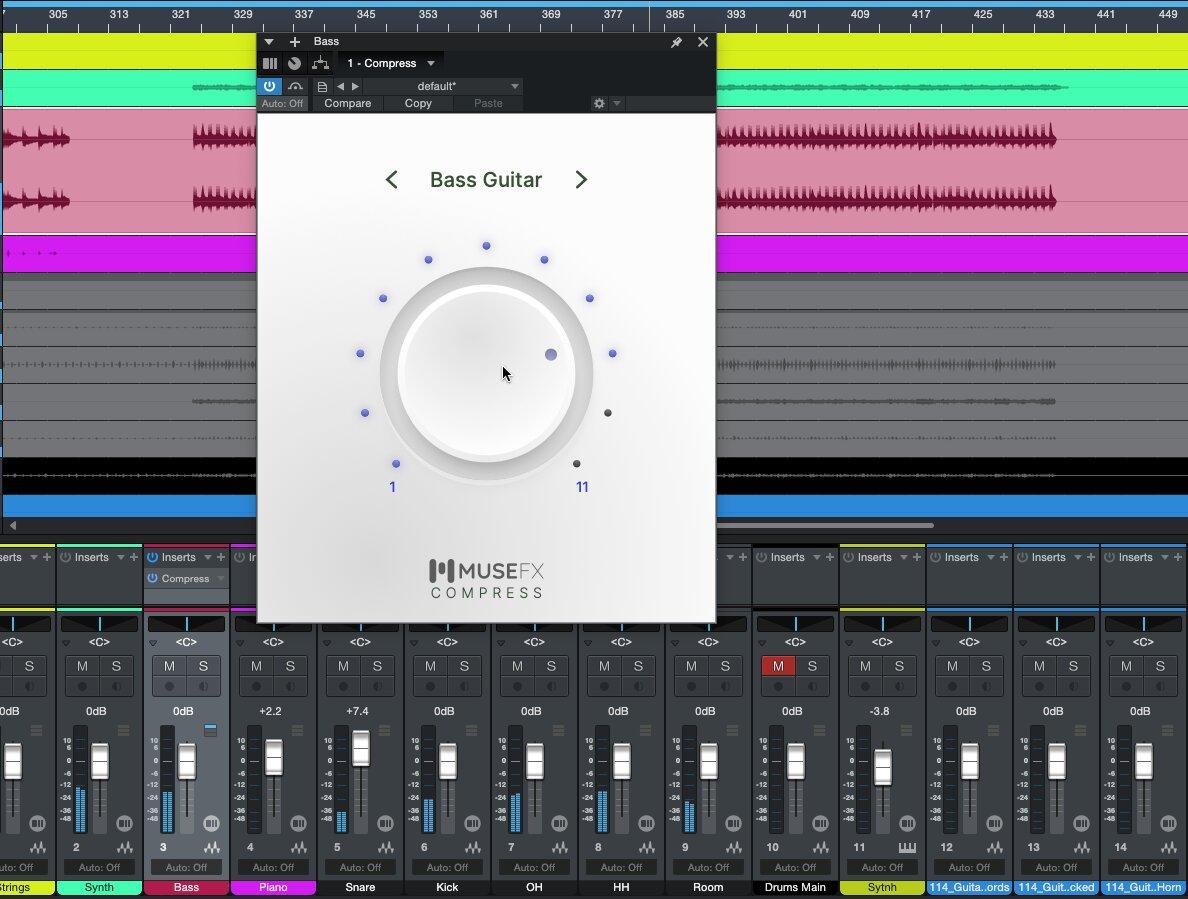 Compression helps to reduce the dynamic range of sounds, meaning you can make them louder within them clipping or distorting